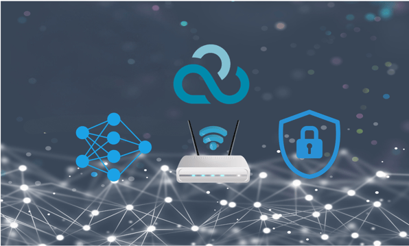 Cradlepoint NetCloud logo with router, security and SDWAN icons